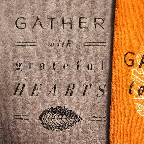 Gather Together Decorative Towels - Orange and Gray - Picture 12 of 13